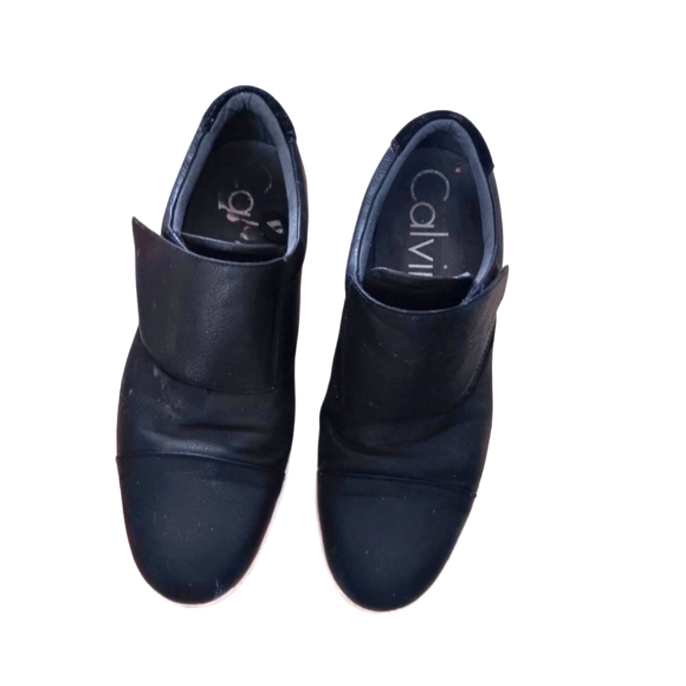 Calvin Klein Black Leather Beacon Slip On Men's Size 10.5